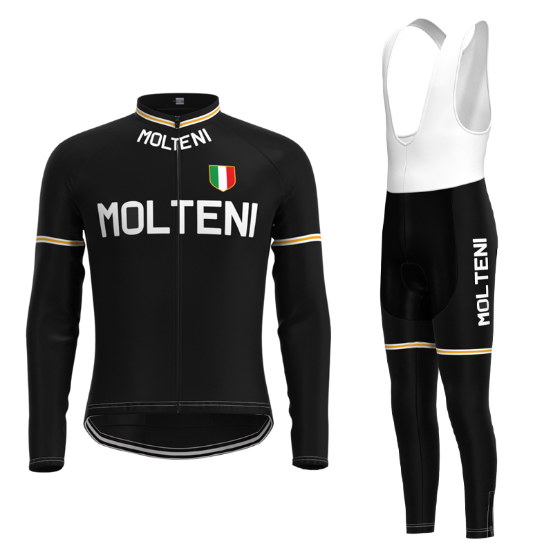 Molteni Black Retro Cycling Jersey Long sleeved suit