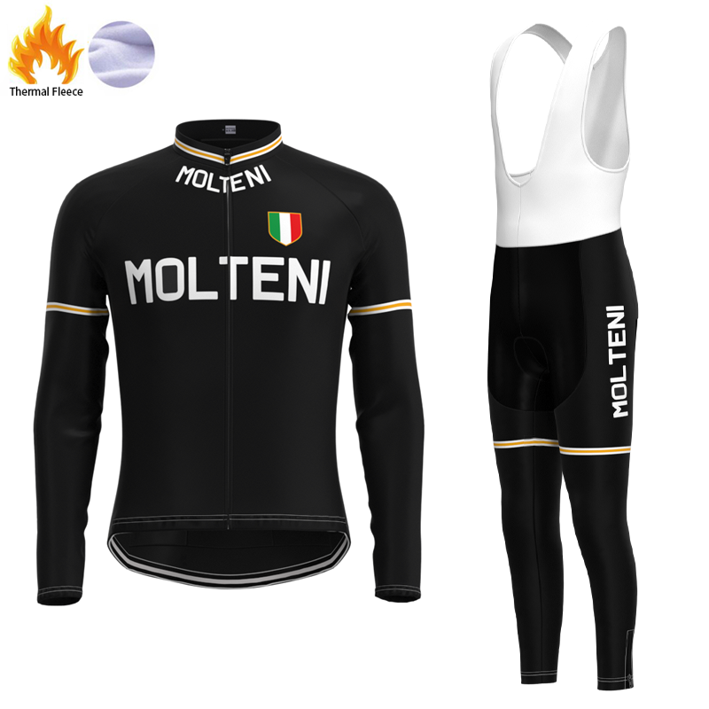 Molteni Black Retro Cycling Jersey Long sleeved suit