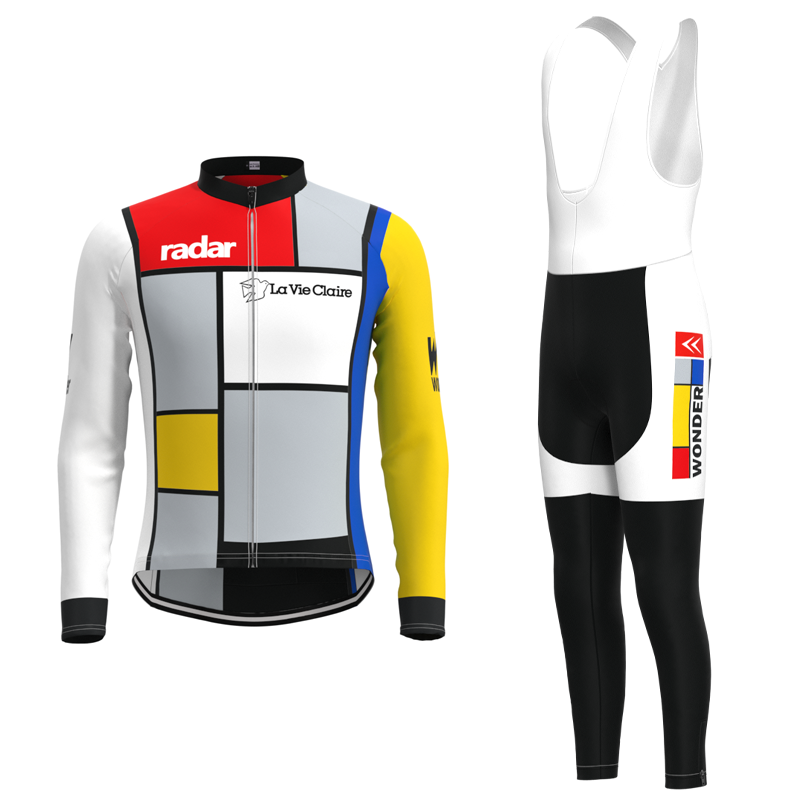 La Vie Claire Retro Cycling Jersey Long sleeved suit
