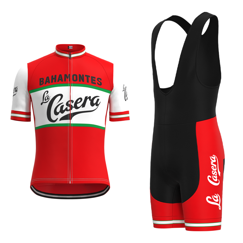La Casera-Bahamontes Retro Cycling Jersey Short sleeve suit