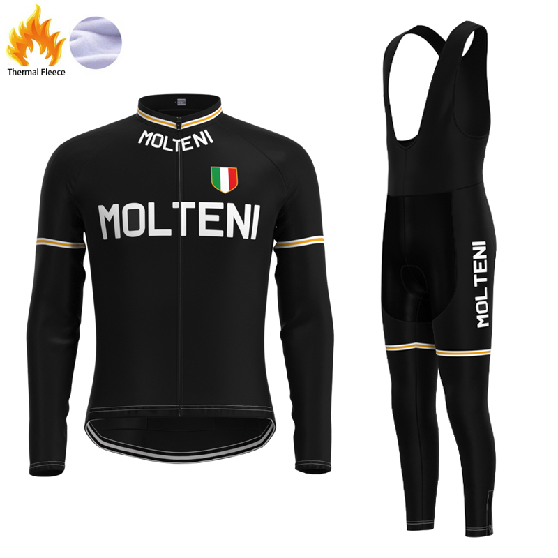 Molteni Black Retro Cycling Jersey Long sleeved suit