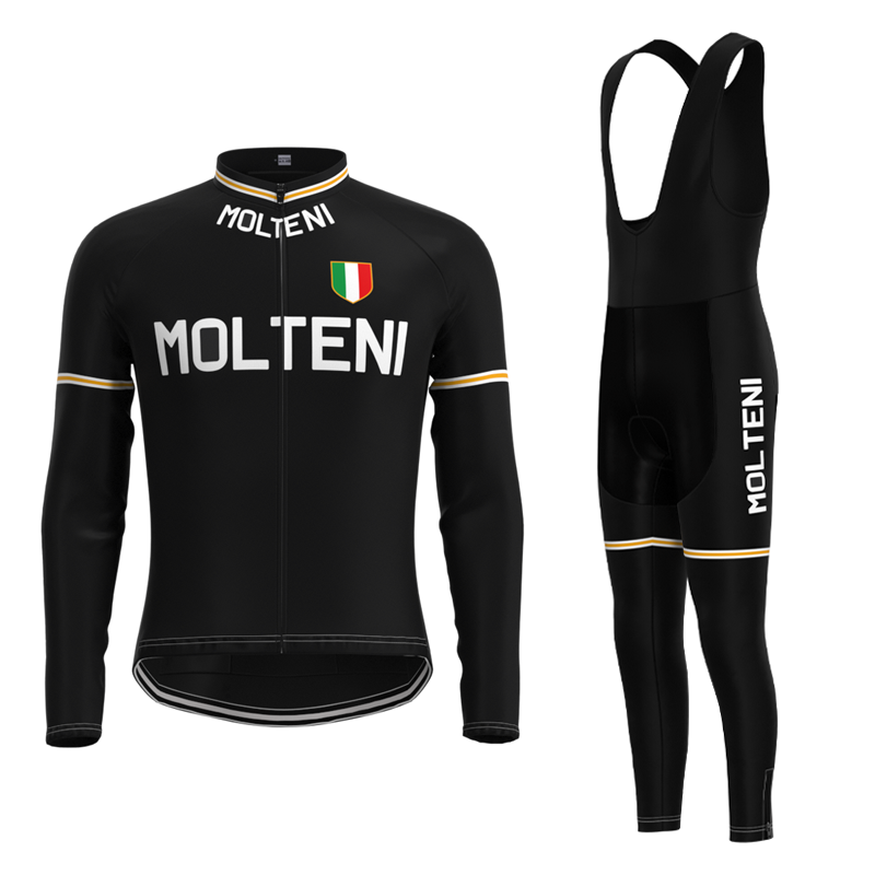 Molteni Black Retro Cycling Jersey Long sleeved suit