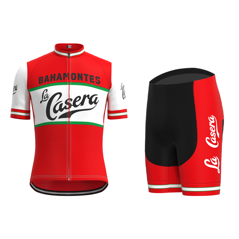 La Casera-Bahamontes Retro Cycling Jersey Short sleeve suit