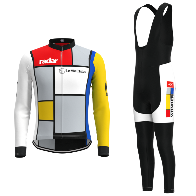 La Vie Claire Retro Cycling Jersey Long sleeved suit