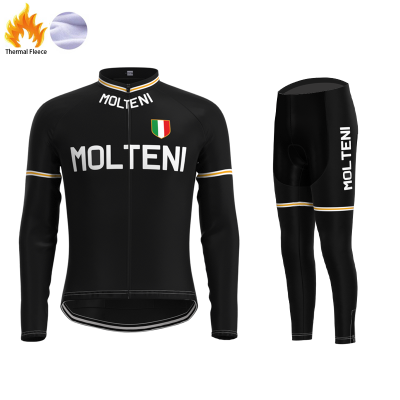 Molteni Black Retro Cycling Jersey Long sleeved suit