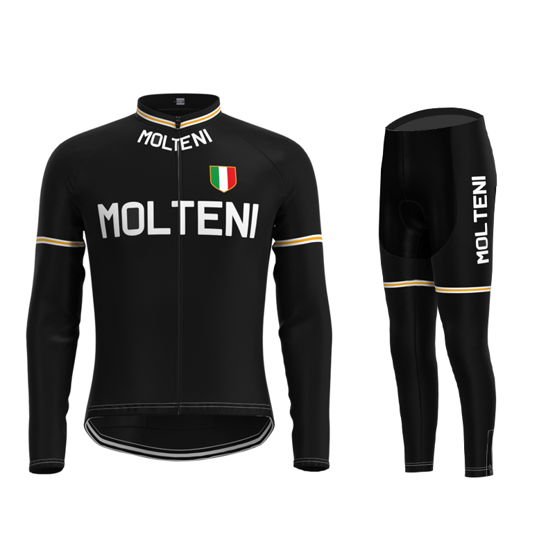 Molteni Black Retro Cycling Jersey Long sleeved suit