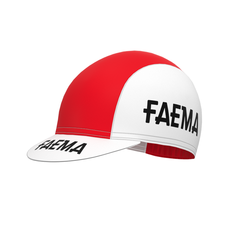 FAEMA White Red Retro Cycling Cap