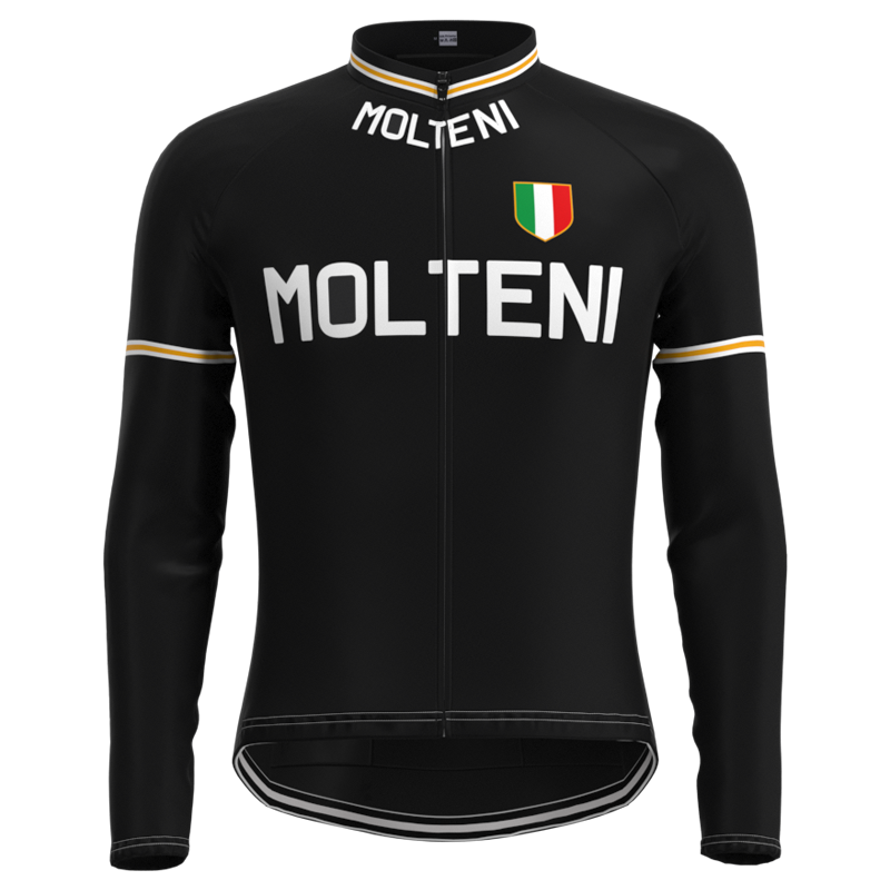 Molteni Black Retro Cycling Jersey Long sleeved suit