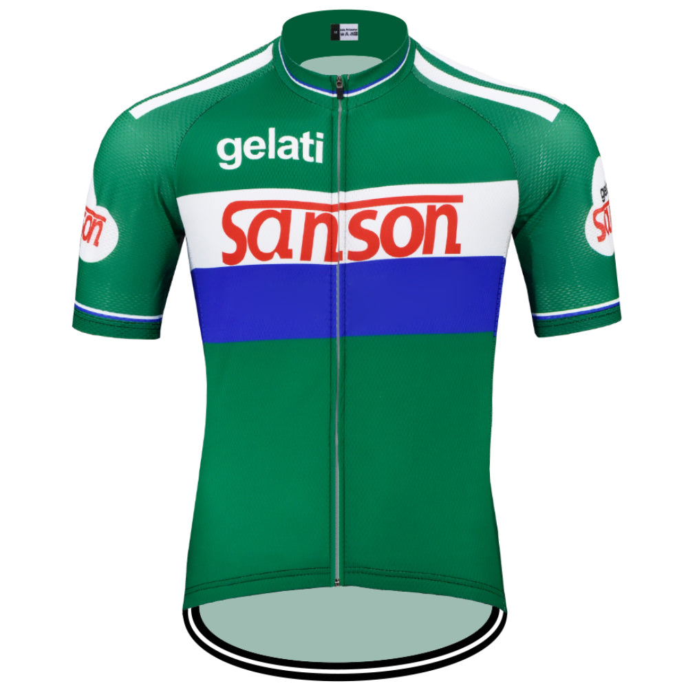 Gelati Green Retro Cykeltrøje Kortærmet