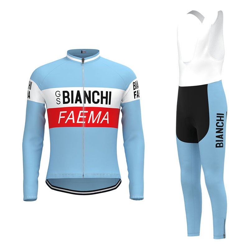 BIANCHI FAEMA Retro Cycling Jersey Long sleeved suit