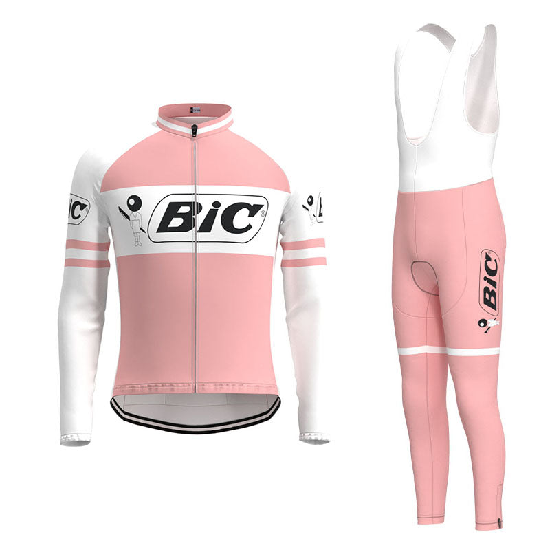 BIC PINK Retro Cycling Jersey with Fleece Option