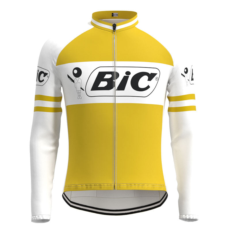 BIC Yellow Retro Cycling Jersey Long Set (With Fleece Option)