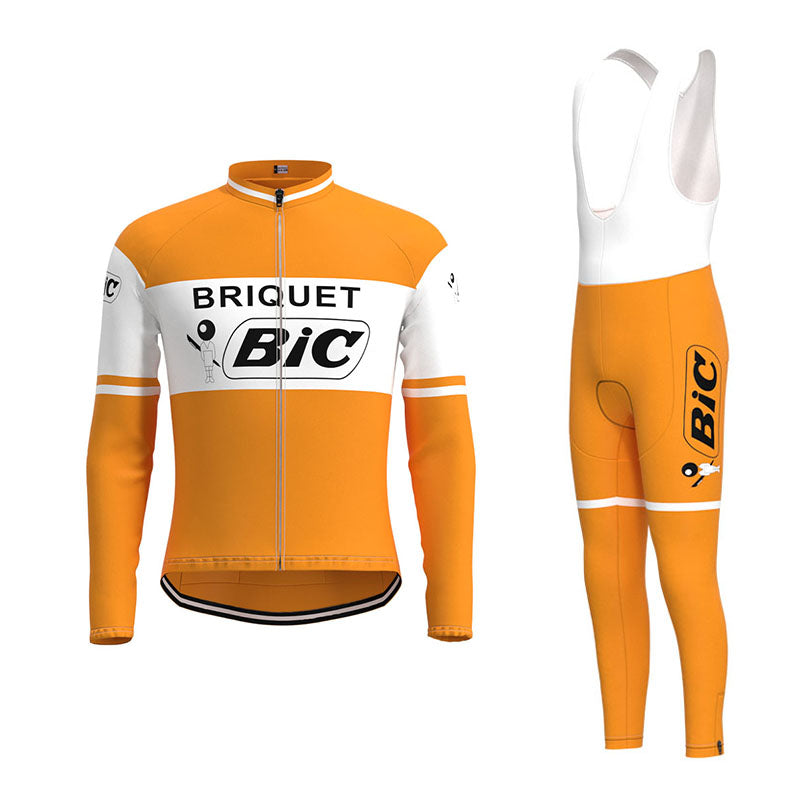 BIC Orange Retro Cycling Jersey Long Set (With Fleece Option)