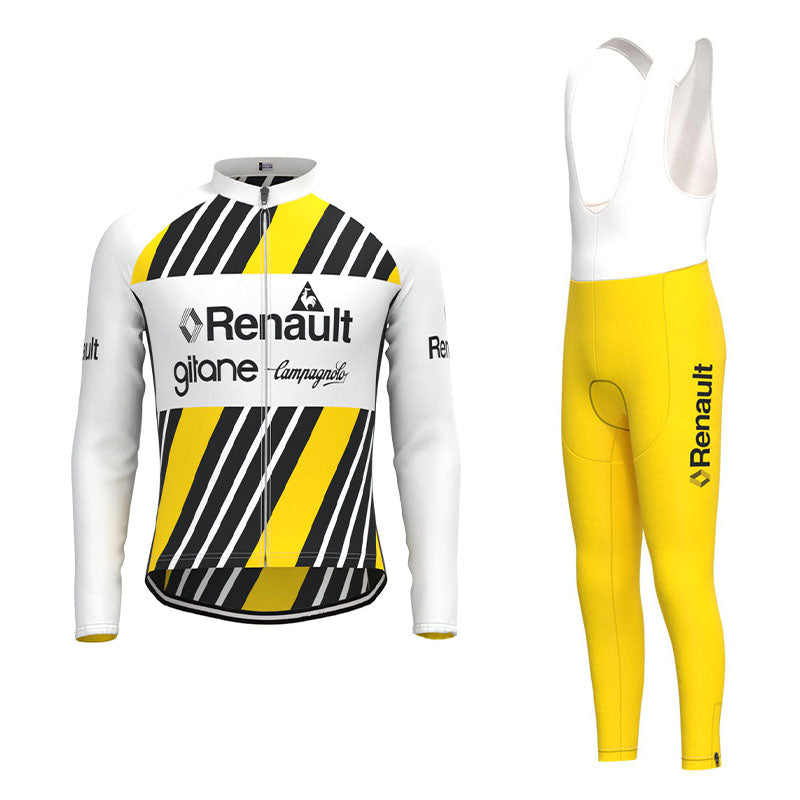 Renault-Elf Long Sleeve Retro Cycling Jersey with Fleece Option