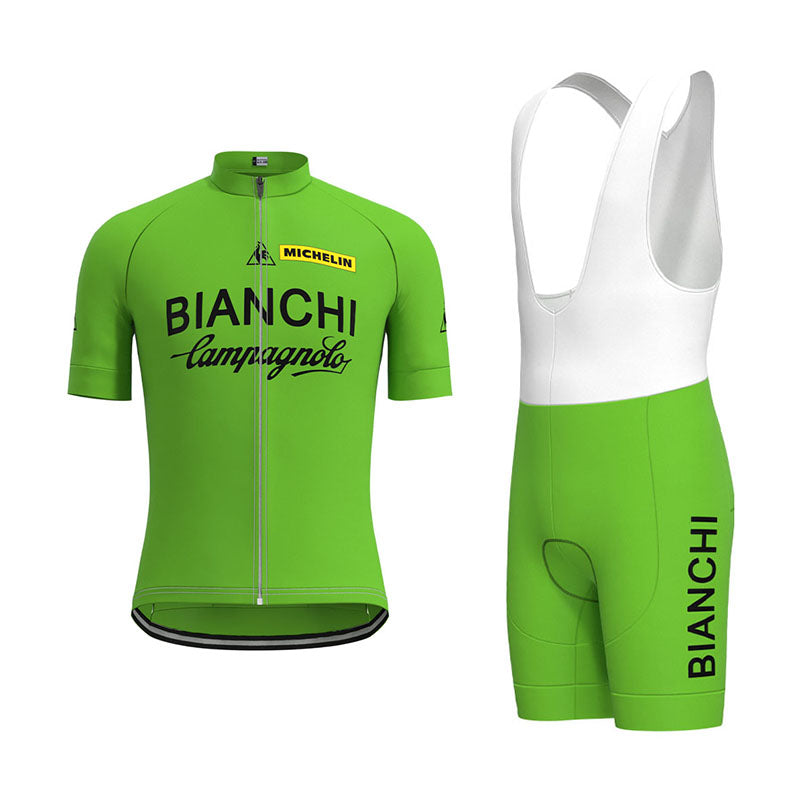 BIANCHI GREEN Retro Cycling Jersey Short sleeve suit