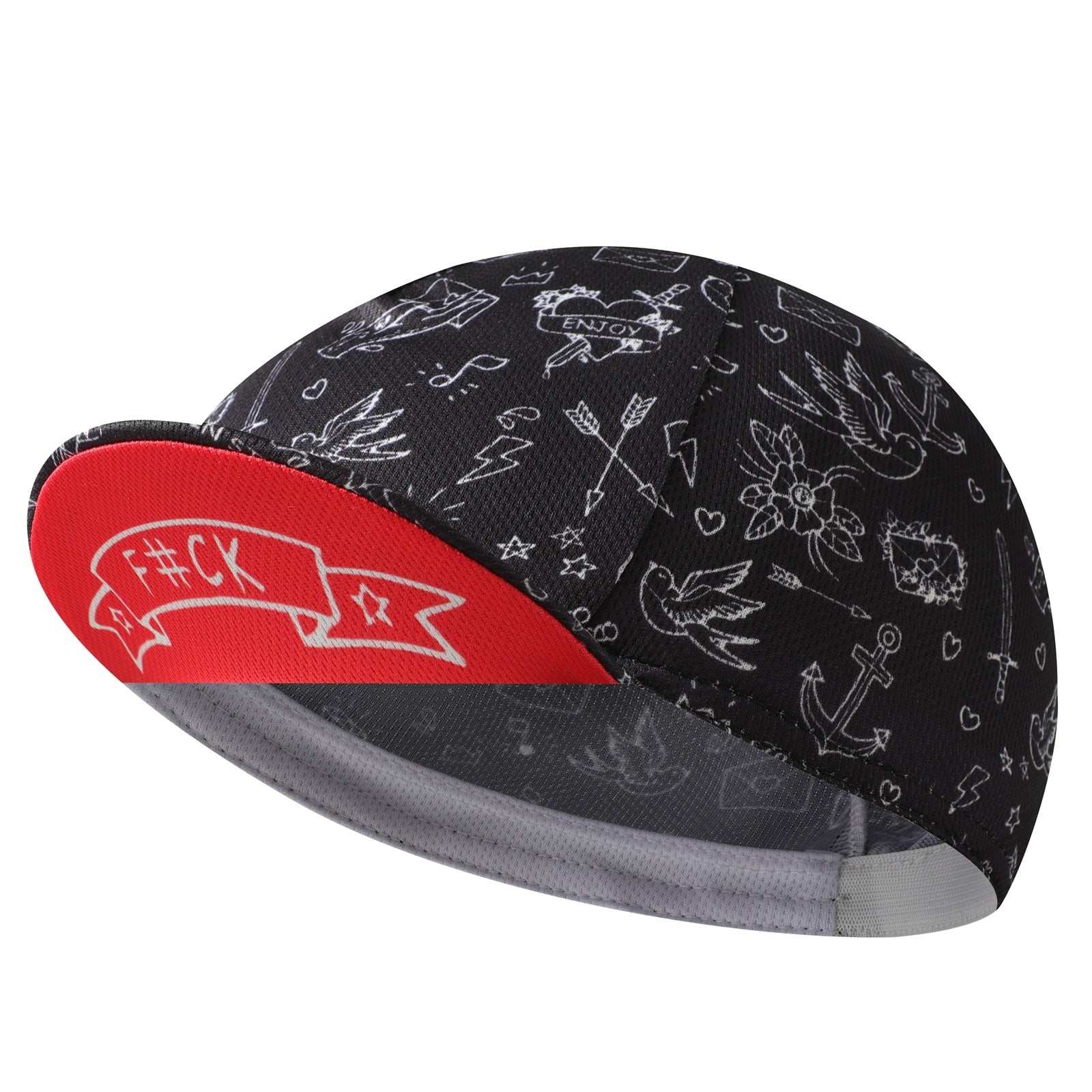 Sort cykelkasket - Polyester Sjov cykelhat-underhjelm - Cykelhjelmforing Åndbar og svedoptagelse