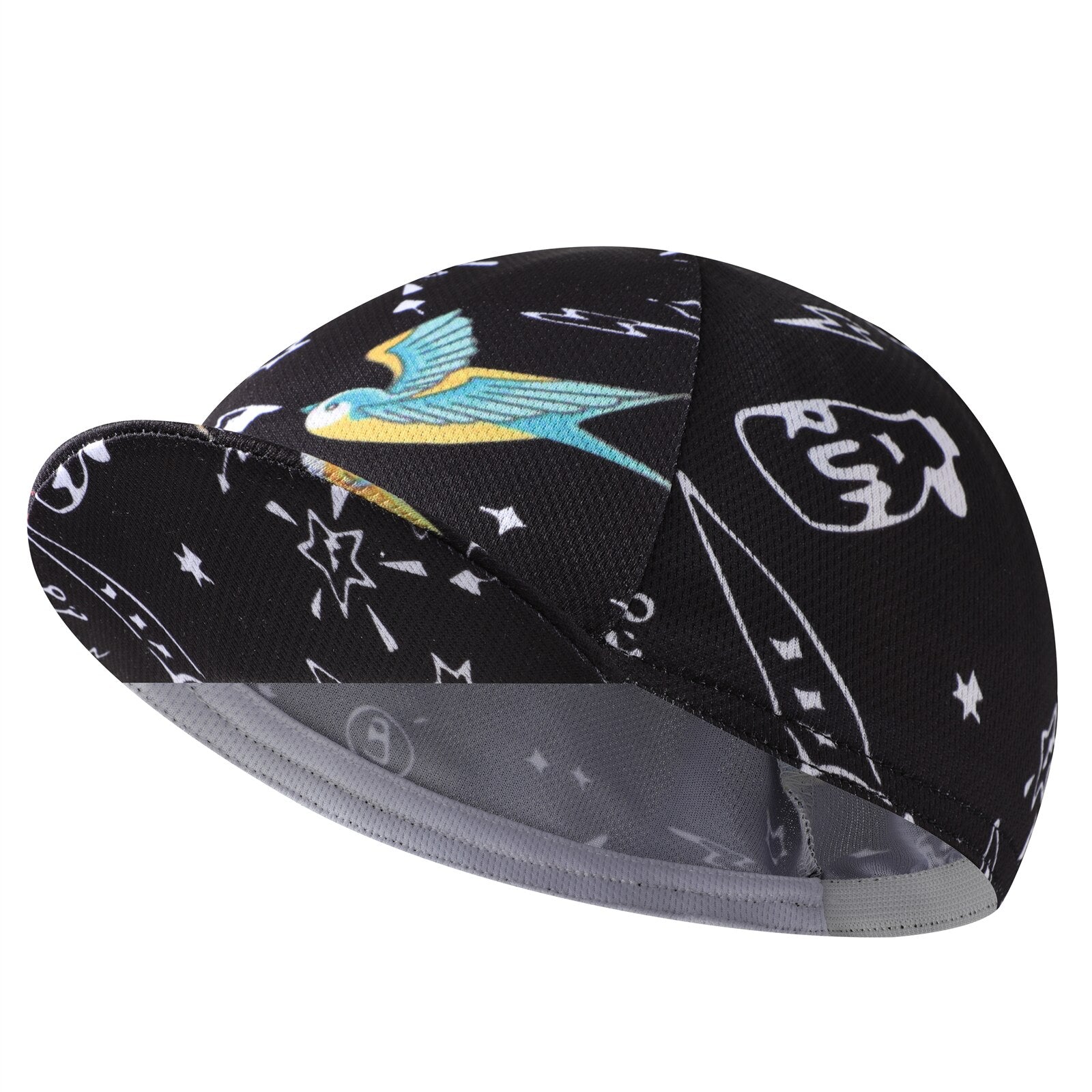 Sort cykelkasket - Polyester Sjov cykelhat-underhjelm - Cykelhjelmforing Åndbar og svedoptagelse