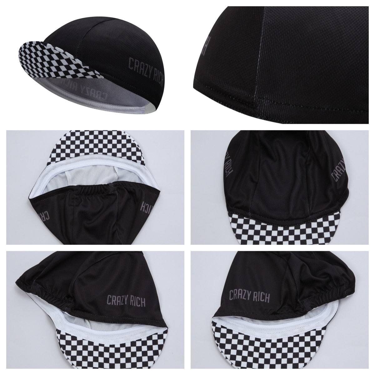 Black Cycling Cap - Polyester Cycling Hat-Under Helmet - Cycling Helmet Liner Breathable&Sweat Uptake