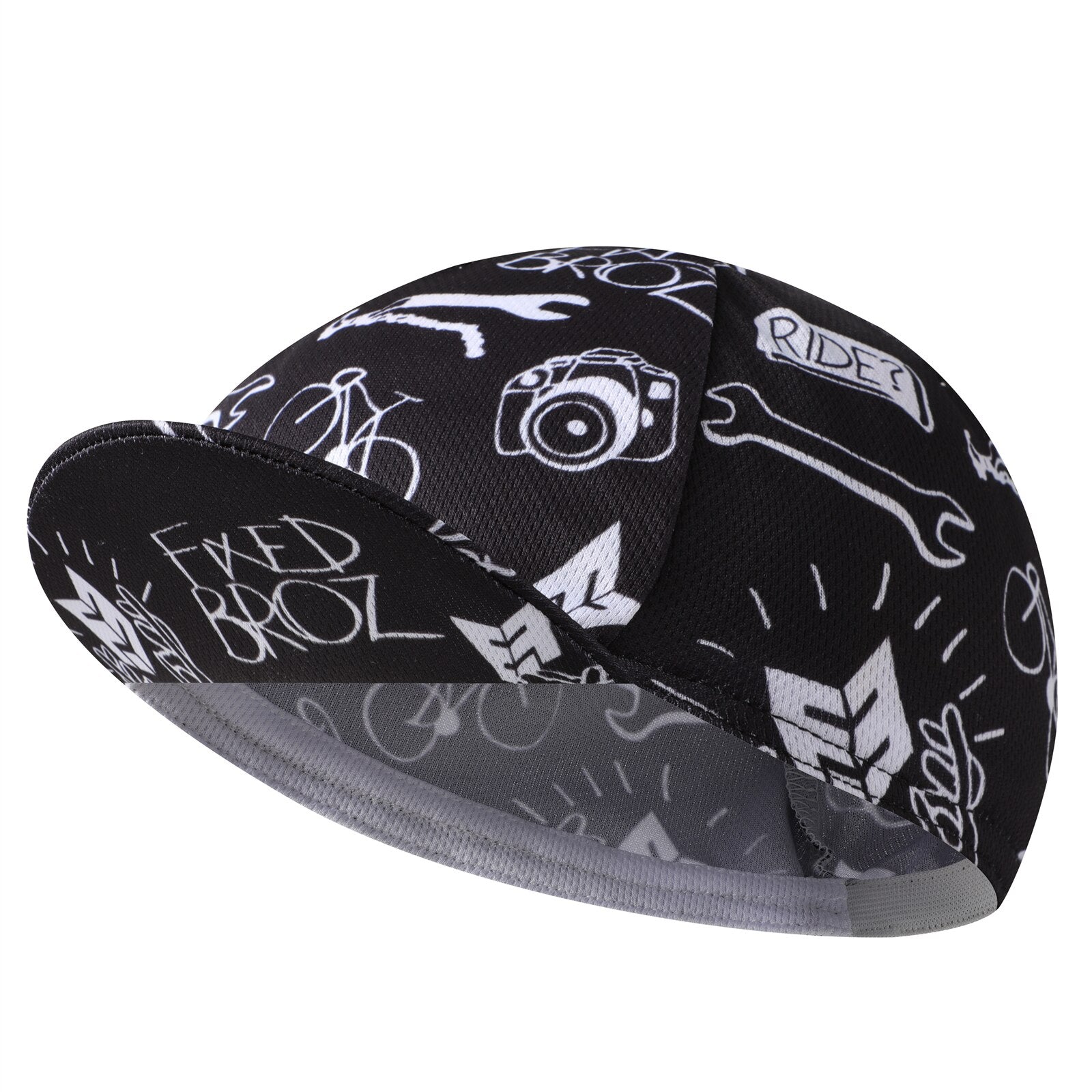 Black Cycling Cap - Polyester Cycling Hat-Under Helmet - Cycling Helmet Liner Breathable&Sweat Uptake
