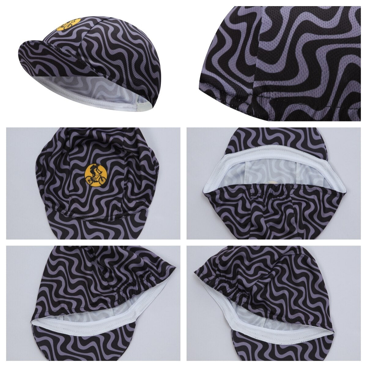 Black Cycling Cap - Polyester Cycling Hat-Under Helmet - Cycling Helmet Liner Breathable&Sweat Uptake