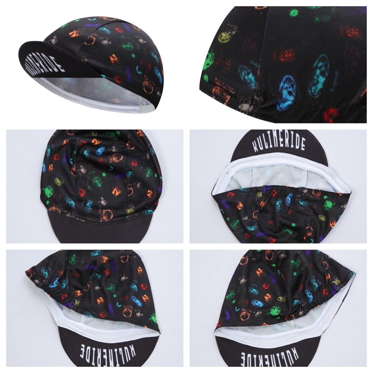 Black Cycling Cap - Polyester Cycling Hat-Under Helmet - Cycling Helmet Liner Breathable&Sweat Uptake