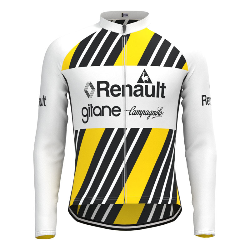 Renault-Elf Long Sleeve Retro Cycling Jersey with Fleece Option