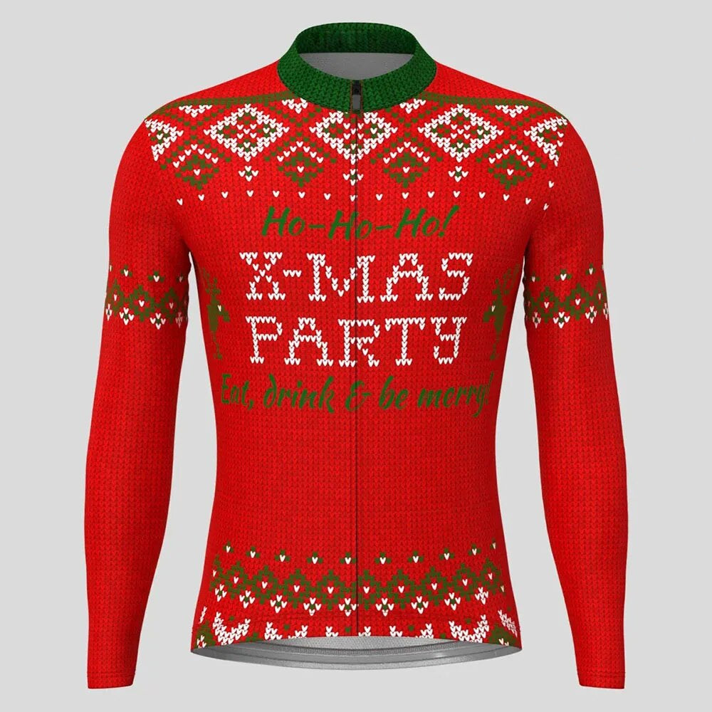 Christmas Long Sleeve Cycling Jersey Winter Fleece Wool
