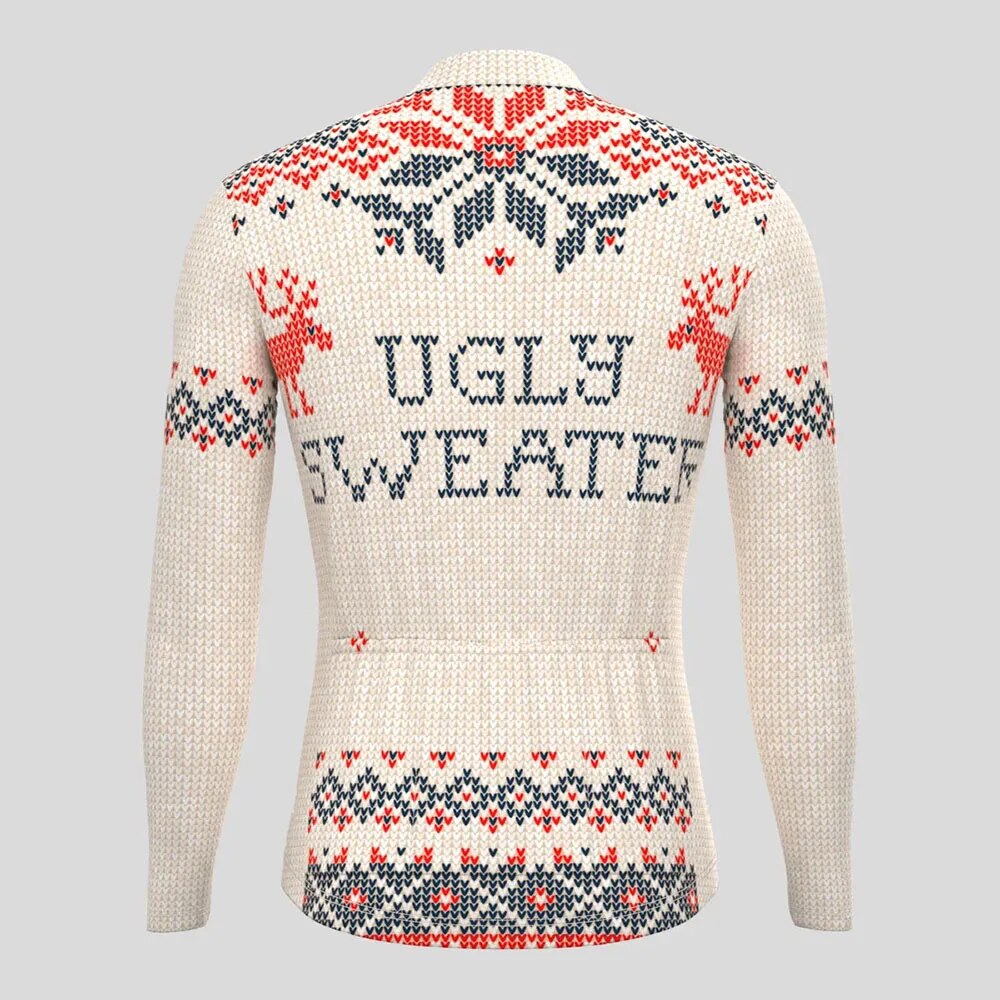 Christmas Long Sleeve Cycling Jersey Winter Fleece Wool
