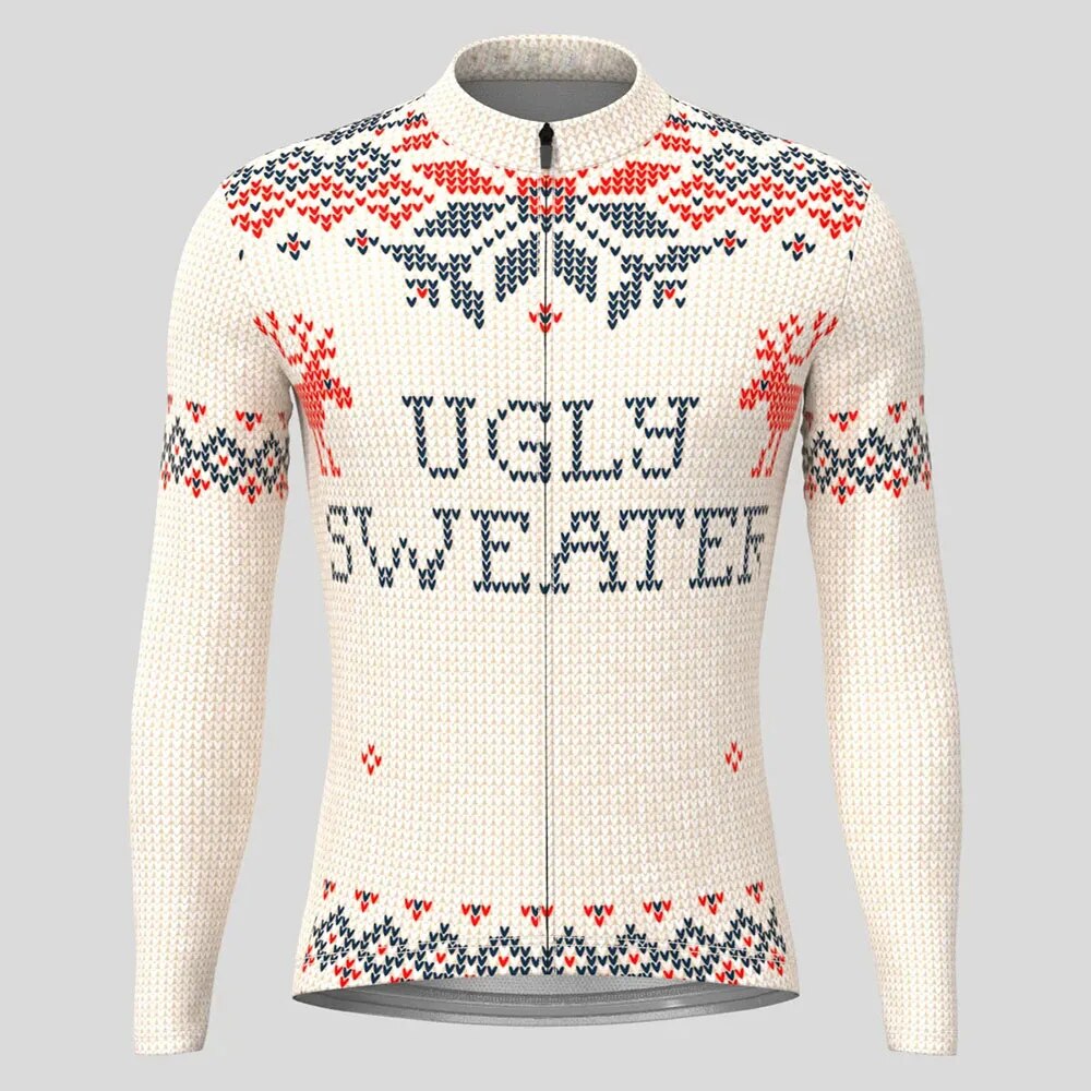 Christmas Long Sleeve Cycling Jersey Winter Fleece Wool