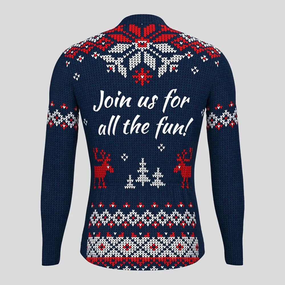 Christmas Long Sleeve Cycling Jersey Winter Fleece Wool