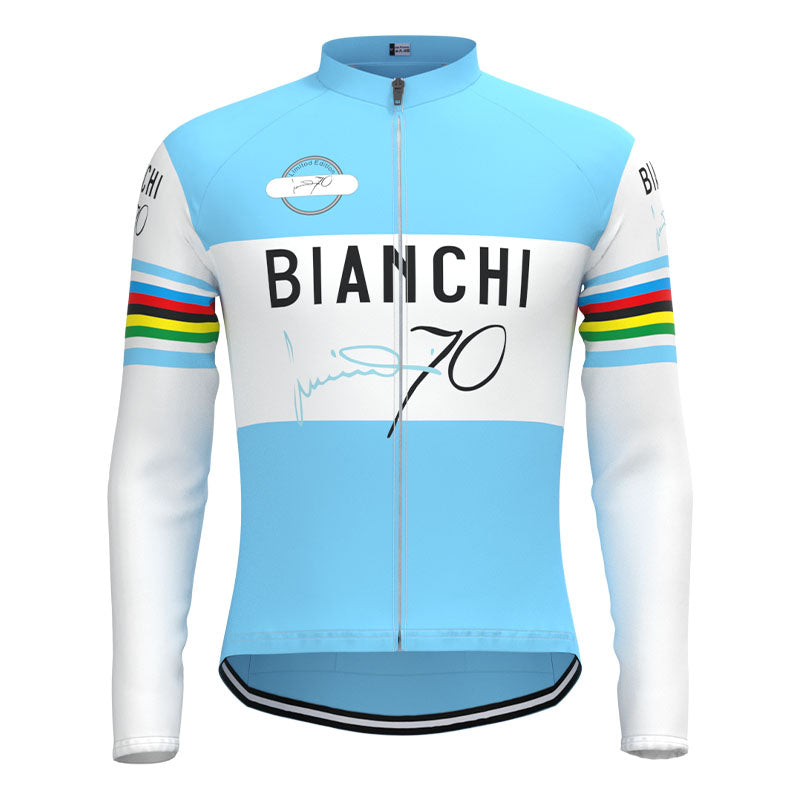 BIANCHI 70th Anniversary Retro Cycling Jersey Long sleeved suit