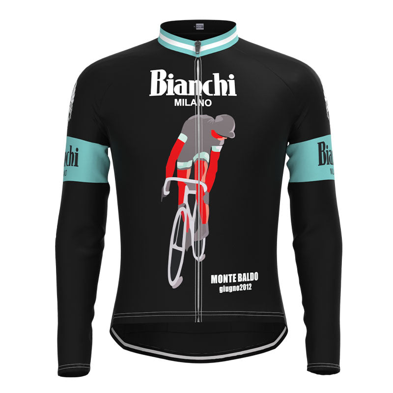 BIANCHI Sort Retro cykeltrøje Langærmet jakkesæt