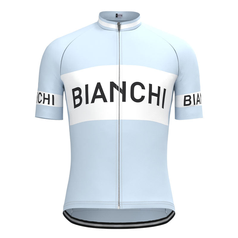 BIANCHI Grey blue Retro Cycling Jersey Short sleeve suit