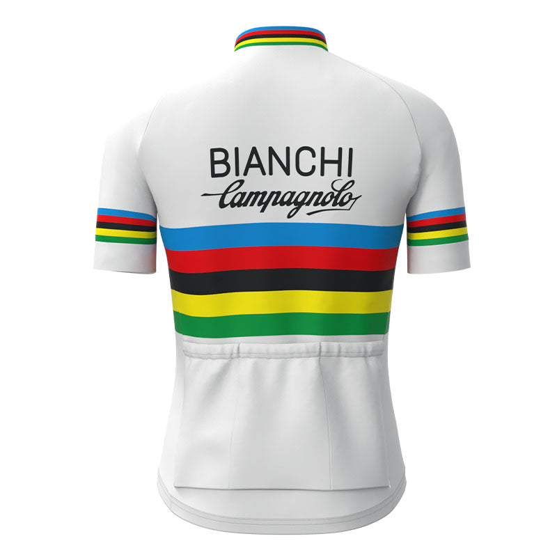 BIANCHI Hvid retro cykeltrøje Kortærmet jakkesæt