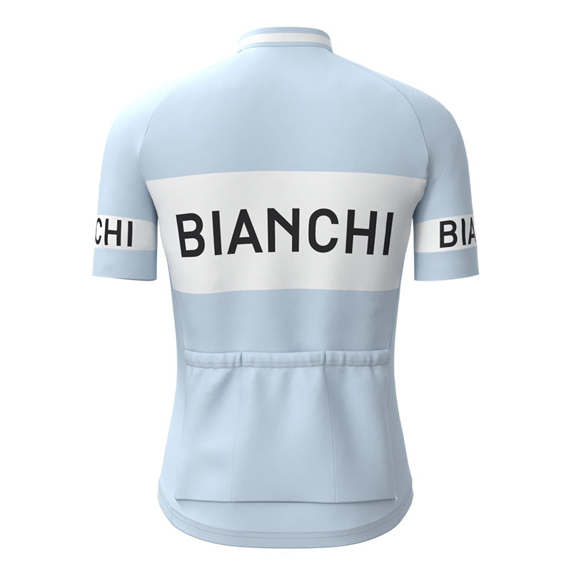 BIANCHI Grey blue Retro Cycling Jersey Short sleeve suit