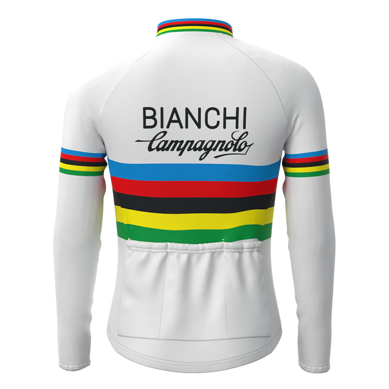 BIANCHI White Retro Cycling Jersey Long sleeved suit