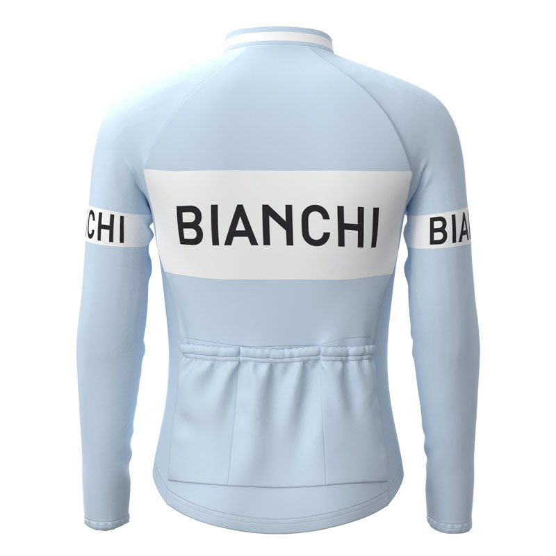 BIANCHI Gråblå Retro cykeltrøje Langærmet jakkesæt