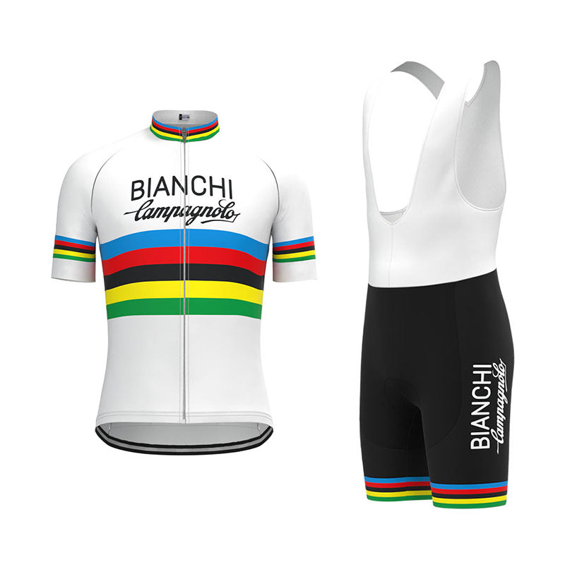 BIANCHI Hvid retro cykeltrøje Kortærmet jakkesæt