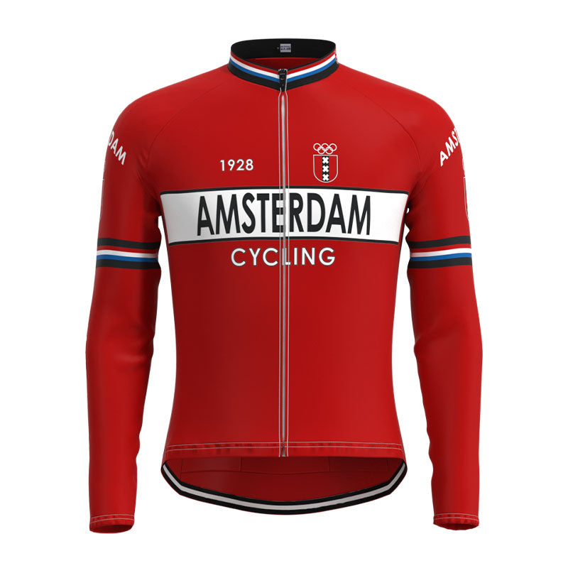 Amsterdam Red Cycling Team Retro Cycling Jersey Long Set (With Fleece Option)