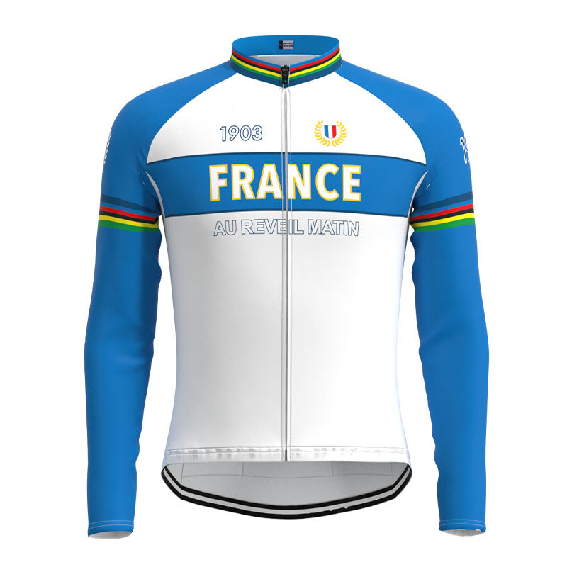 FRANCE Cycling Team Retro Cycling Jersey Long Set (With Fleece Option)