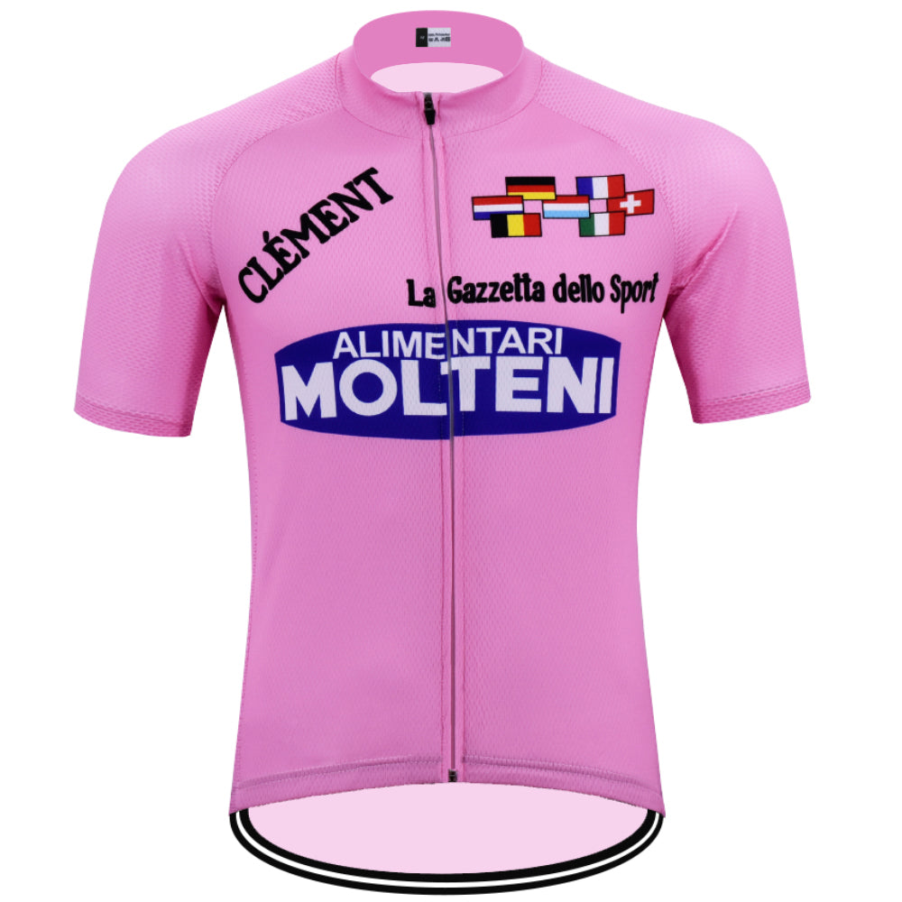 MOLTENI Pink Retro cykeltrøje Kortærmet