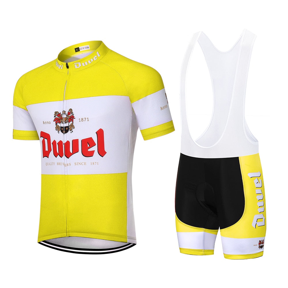 Duvel Yellow Retro Cykeltrøje Kortærmet jakkesæt