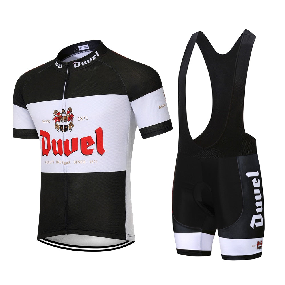 Duvel Sort Retro Cykeltrøje Kortærmet jakkesæt