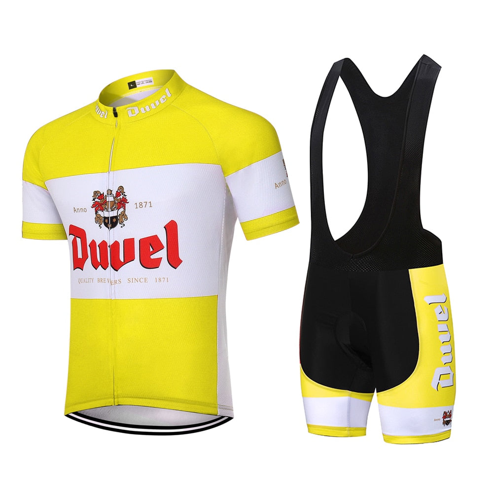 Duvel Yellow Retro Cykeltrøje Kortærmet jakkesæt