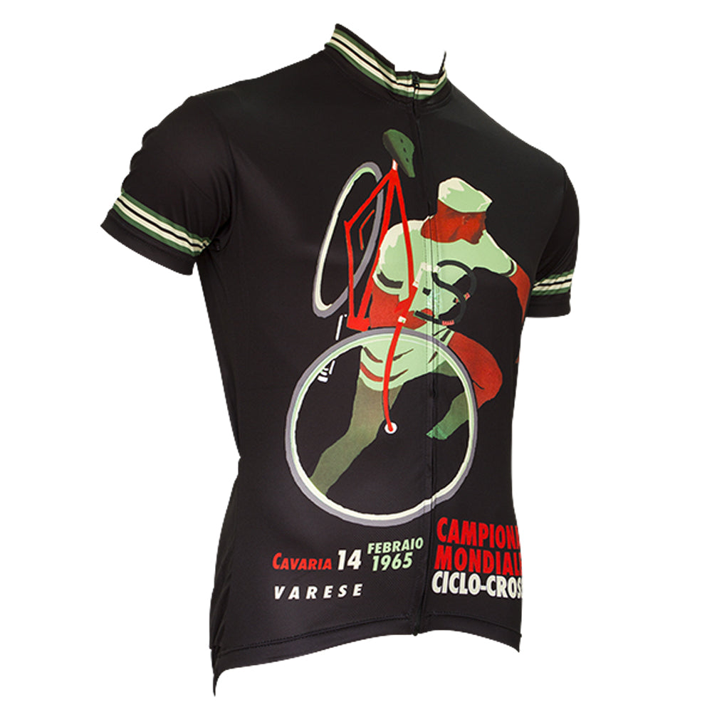 CHAMPIONNATS MONDE Blå Retro cykeltrøje Kortærmet