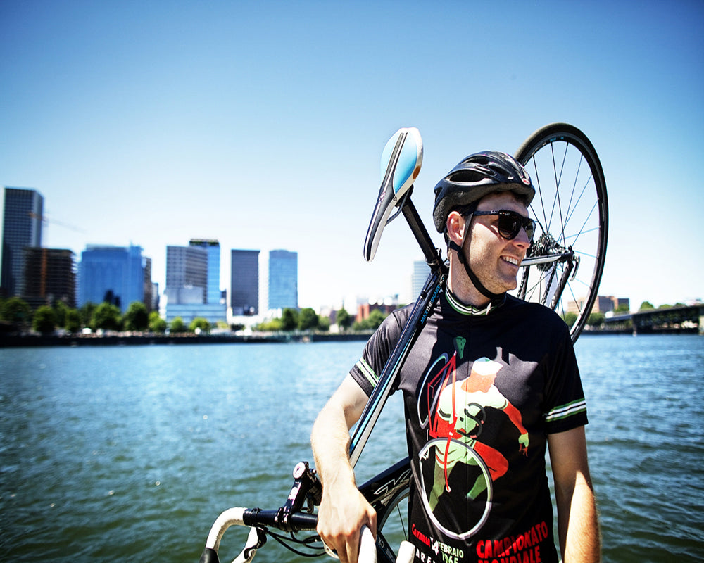 CHAMPIONNATS MONDE Blå Retro cykeltrøje Kortærmet