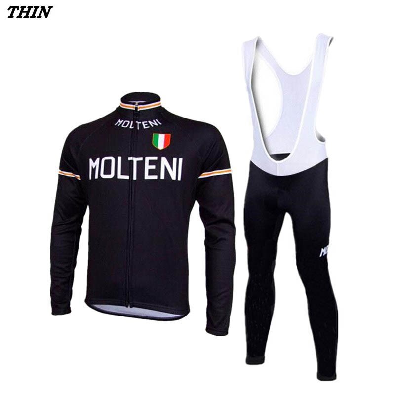 MOLTENI Sort Retro Cykeltrøje Langærmet jakkesæt