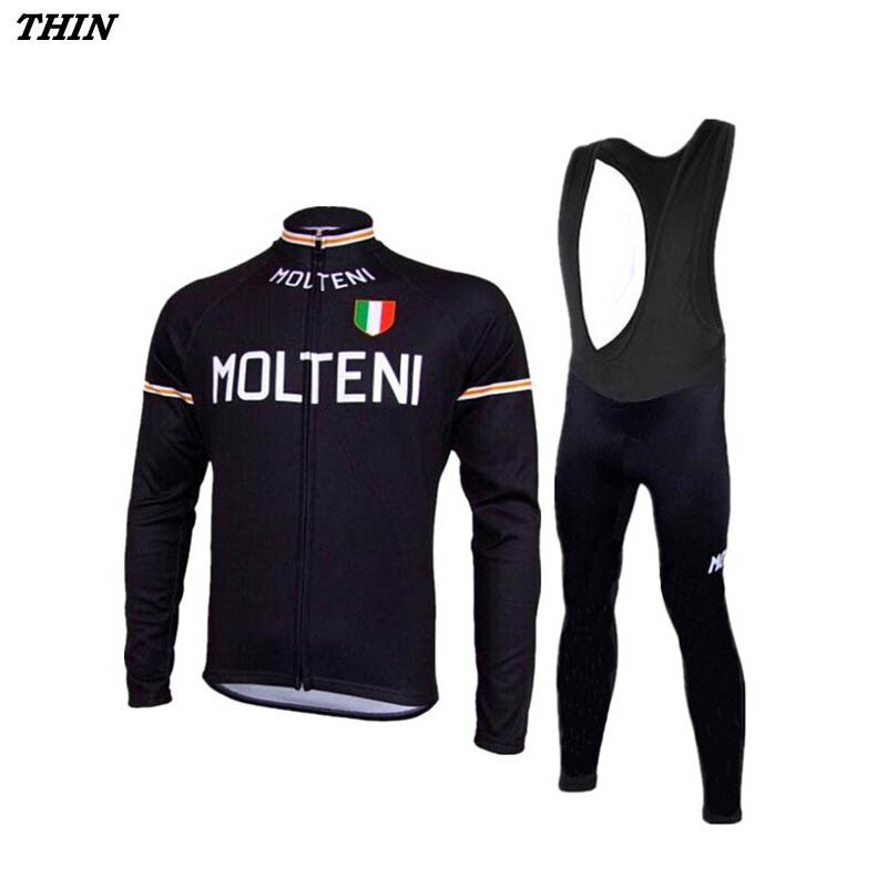 MOLTENI Sort Retro Cykeltrøje Langærmet jakkesæt