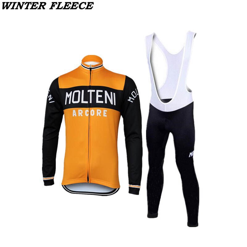 MOLTENI Gul Retro Cykeltrøje Langærmet jakkesæt