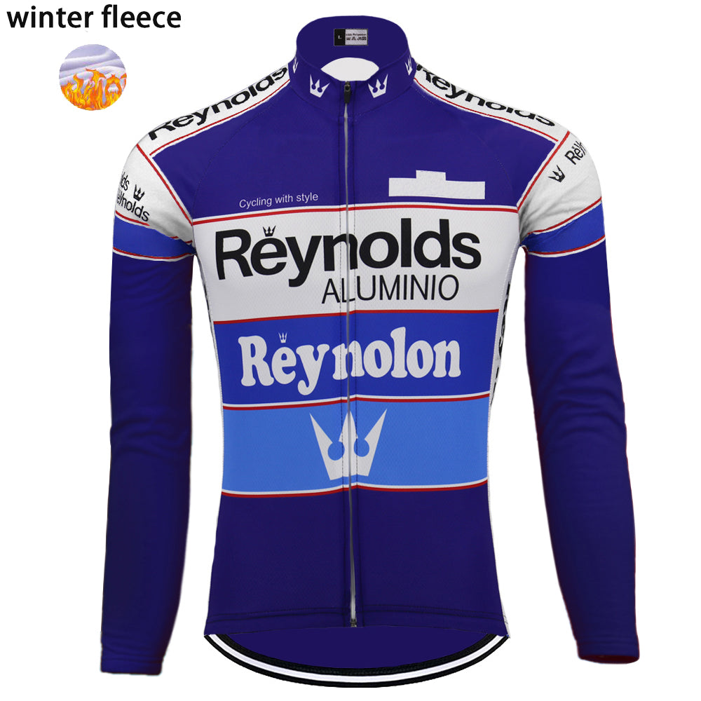 REYNOLDS blå retro cykeltrøje langærmet
